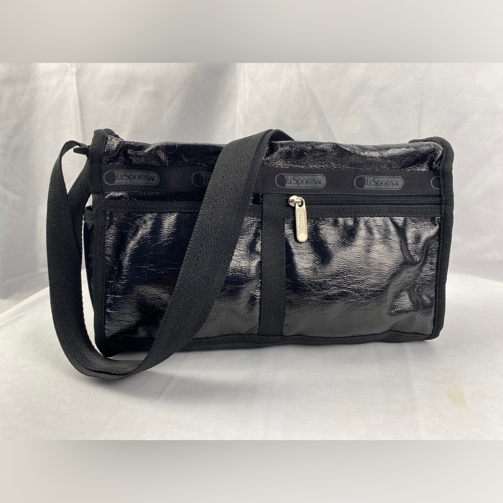 LeSportsac Classic Deluxe Shoulder Satchel Gloss Black